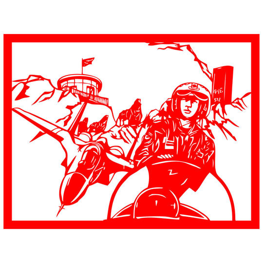 Warrior Paper-Cut Red Rice Paper Hollow-Out Window Decoration Paper-Cut for Protecting the Country and Nation-Building Patriotic Paper-Cut Soldier Hero Paper-Cut Finished Product