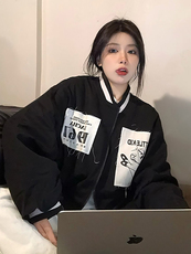 Форма для регби 欧美式复古宽松棒球服外套女2022新款bf高街潮牌慵懒风设计感上衣