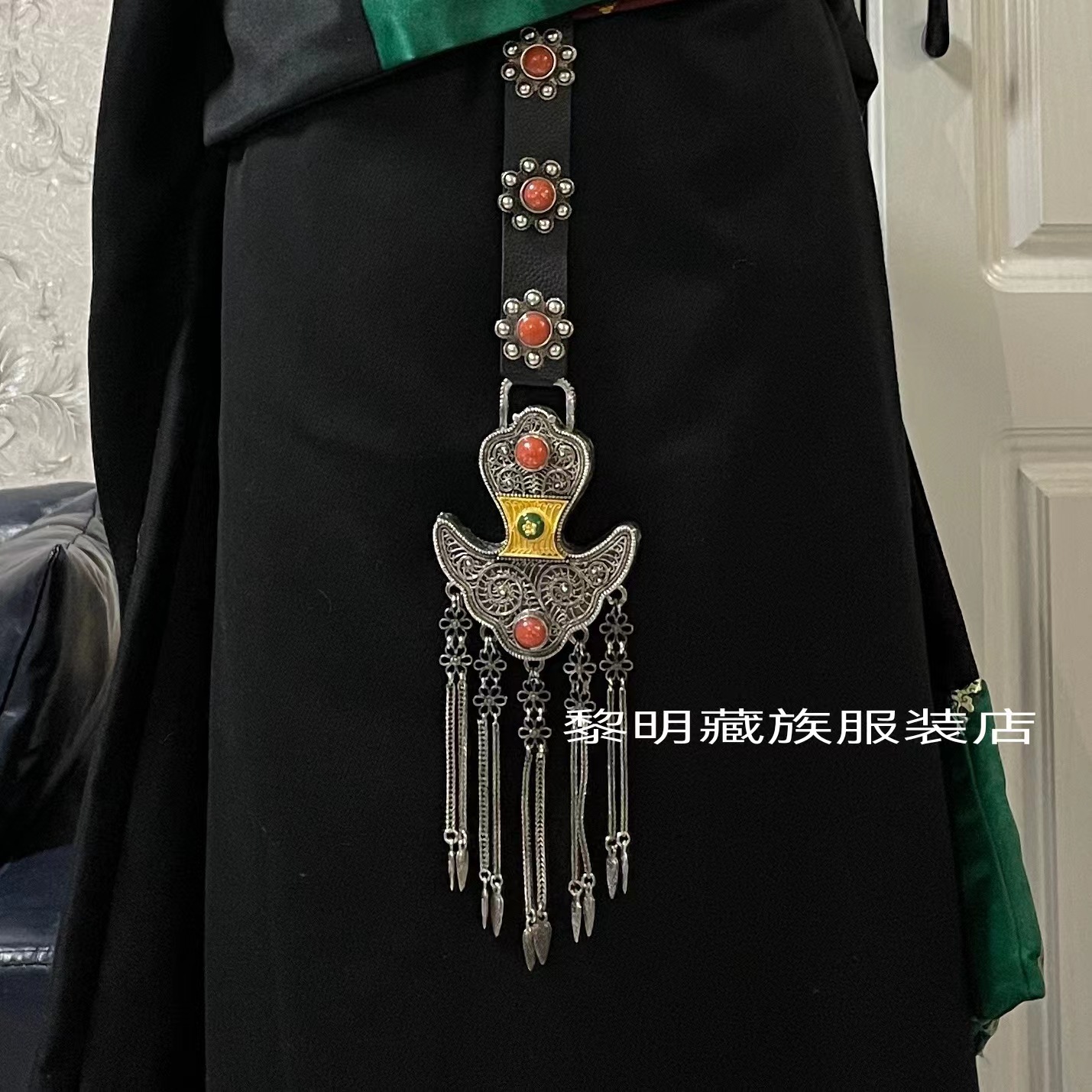 Tibetan Tibetan ethnic wind waist room accessories Tibetan gown hide clothes dance accessories-Taobao
