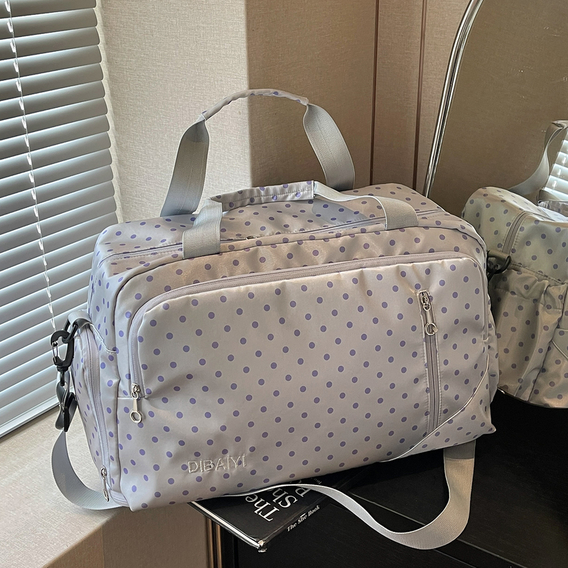 Polka Dot Travel Bag, Expandable, Lightweight Luggage Bag for Business Trips, Short-Distance Travel Bag, Carry-On Bag, Gym Bag