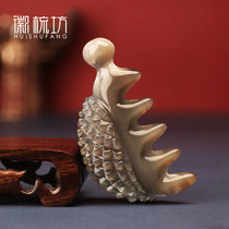 Natural handmade horn comb Private custom white water horn five tooth comb Diamond back small hedgehog massage teeth