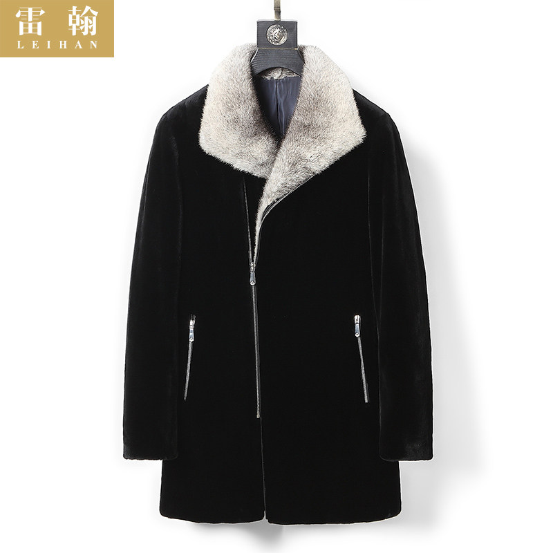 Haining fur imported mink coat men's whole mink fur Xingchen mink lapel mink long version coat winter