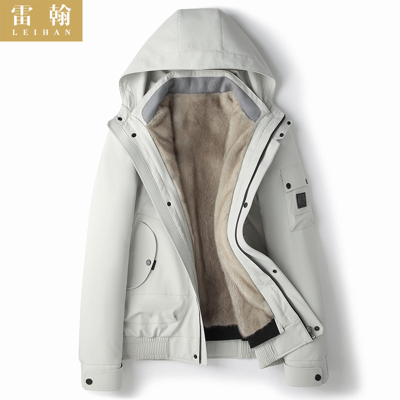 The new faction overcomes the male short dress ferret liner whole mink fur sleeves fur integrated mink leather big coat boom jacket-Taobao