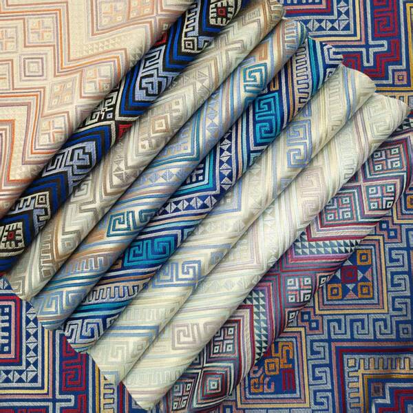 Zhuang Brocade Geometric Pattern Brocade Patterned Lace Ribbon Fabric Zhuang Ethnic Culture Traditional Characteristics Fabric