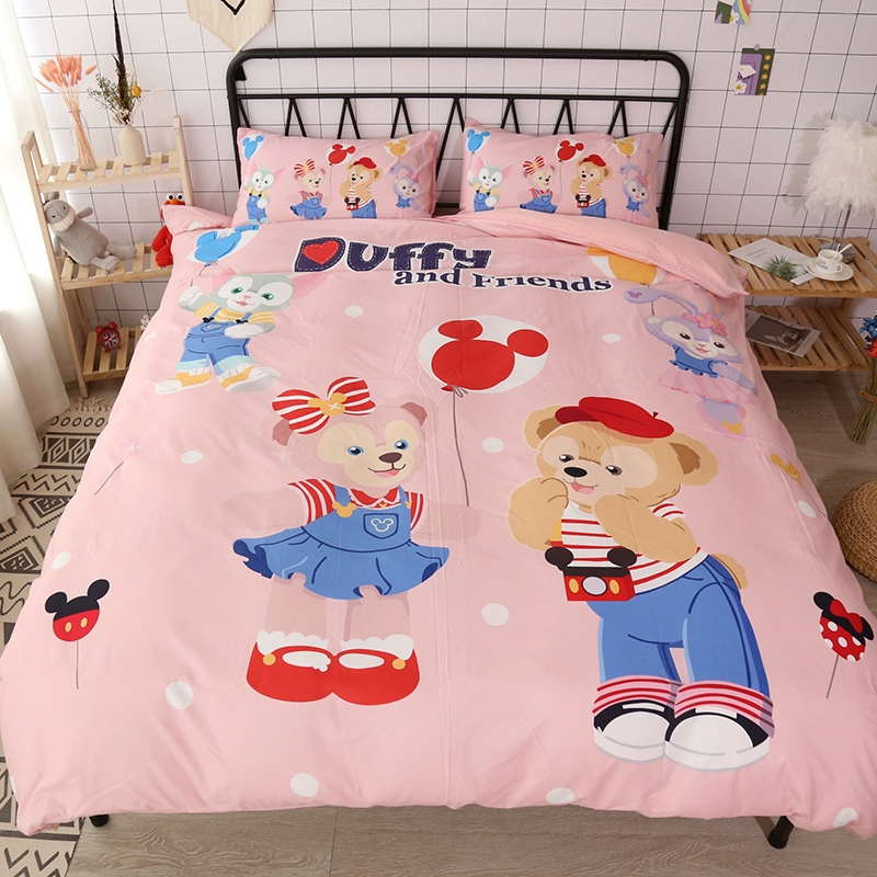 Phim hoạt hình Disney Duffy gấu ba hoặc bốn mảnh set sao sương bông trẻ em dễ thương bộ đồ giường cô gái trái tim - Bộ đồ giường bốn mảnh