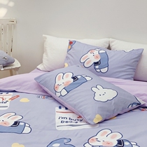 Large White Rabbit Milk Sugar Pure Cotton Bed Three-Four Pieces Full Cotton Linen Hats Quilt Cover Cartoon Cute Childrens Dormitory