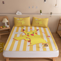 Pikachu Latex Cool Mat Cartoon Cute Children Teenage Girl Ice Silk Mat Summer Air Conditioning Soft Mat Dormitory Double Washed