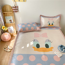 Don Old Duck Daisy Ice Silk Mat Cartoon Cute Children Teenage Girl Summer Air Conditioning Soft Mat Three Sets Dormitory Washed Double