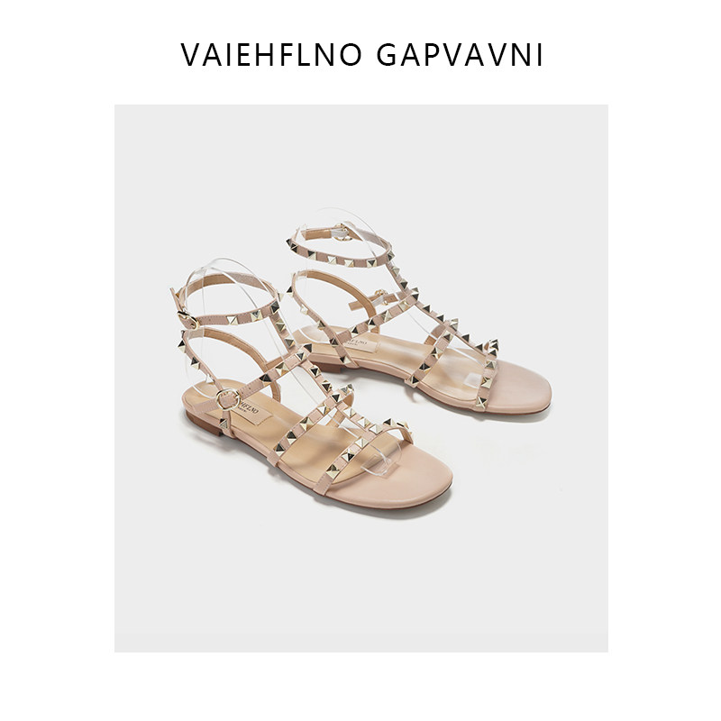 VAIEHFLNO GAPVAVNIV Home rivet shoes 2022 new flat bottom round head strap genuine leather fashion sandals
