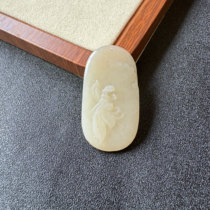 Hotan jade lotus root powder lotus brand pendant thick lotus root powder lotus pendant pink flower blooming wealth jade pendant for women