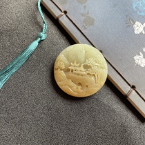 Natural Hotan jade sugar sugar white landscape Guanyin pretty color cleverly carved brand pendant hanging tag exquisitely carved