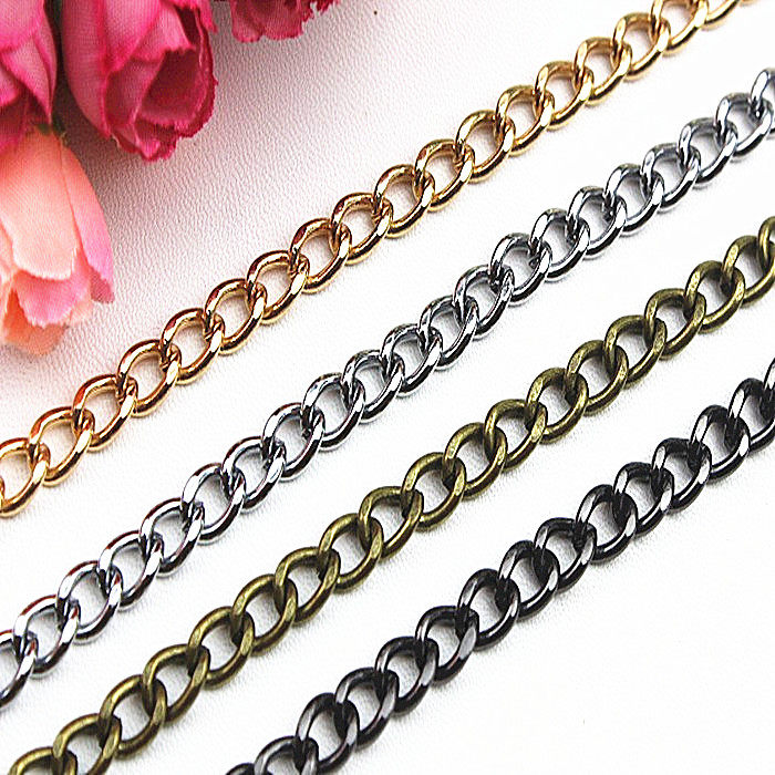 7mm Metal Light Gold Iron Chain Chain Hardware DIY Shoe Accessories Fashion Bag Chain Clothing Accessories