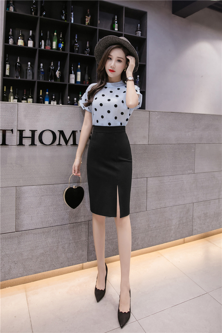 Túi đeo hông nữ màu đen chuyên nghiệp mùa xuân 2019 hè mới trước ngã ba thon dài váy thun eo cao - Váy chân váy dạ ngắn