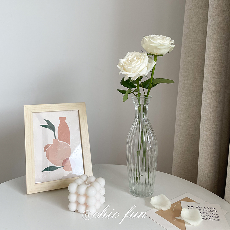 Fata-style retro-quins wind vase flower arrangement glass transparent decoration small swing piece living room flowers water bacon red drying flowers