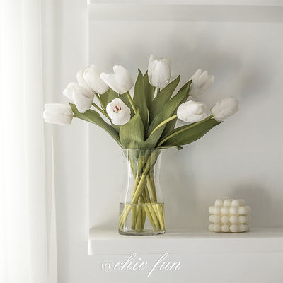chicfun Tulip simulation bouquets, artificial flower ornaments, bionic decorations, soft furnishings, InS-style white photo props