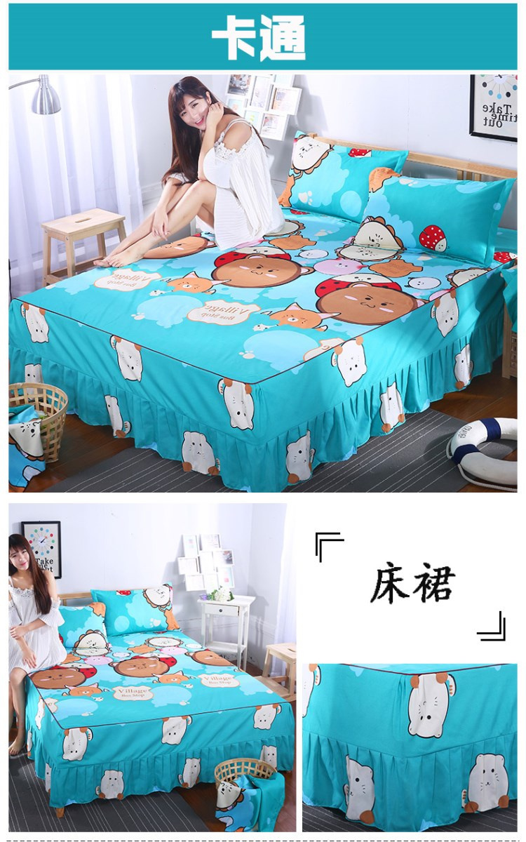 Khăn trải giường loại váy đơn mảnh bảo vệ giường bọc hoa sen váy váy thời trang tờ Hàn Quốc phiên bản 1 mét 5 trẻ em có - Váy Petti ga giường có viền