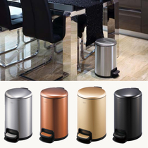 Round foot bucket champagne gold 20L household with LID LID 12L stainless steel silent waste paper garbage collection bucket