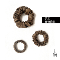 Unfinished plant dyed heavy silk satin Hairband cot retro hair accessories light luxury pins tie ball hair rope
