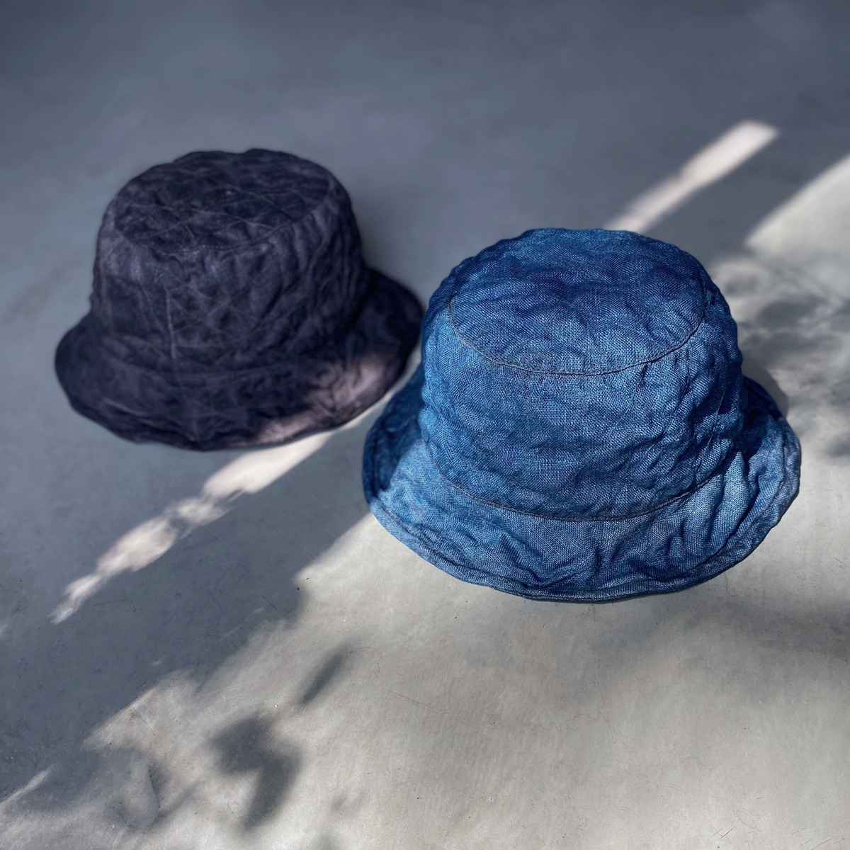 Unfinished persimmon dyed blue dyed two-color men's and women's short-brimmed fisherman's hat breathable hemp textured thin basin hat 3 colors