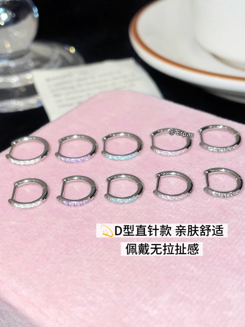 Titanium Alloy F136 Implant-Grade Straight Needle Earrings with 5A Zircon for Ear Piercing, G23 Jewelry Ear Studs, Dazzling Earlobe Rings detail image 7