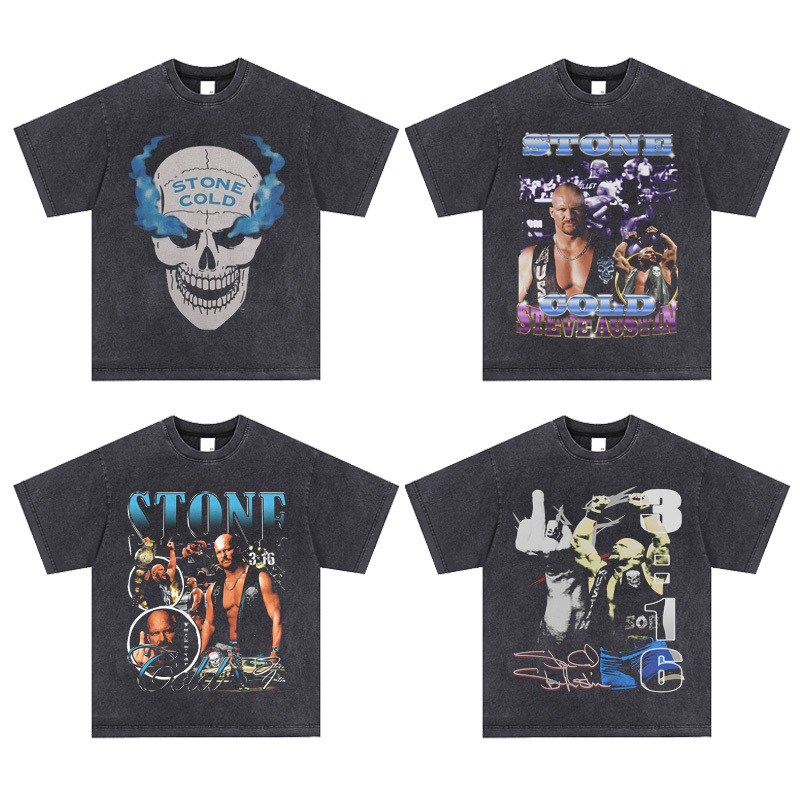 Stone Cold Steve Austin Wwe Wrestling Short-Sleeve Casual Loose Fit