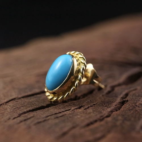 伊瓦岚 Бирюзовые серьги подходит для мужчин и женщин, золото 750 пробы, серебро 925 пробы