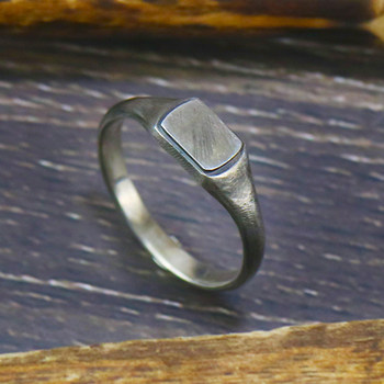 German Dark Avant-Garde Werkstatt Munchen Hand-Hammered Stamp Ring for Men and Women 925 Sterling Silver