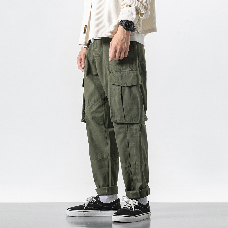 Original trend American retro three-dimensional pocket overalls pants men's fashion brand loose straight pants youth Joker casual pants