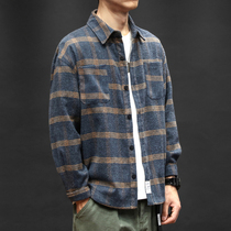 Japanese retro plaid shirt mens Korean version of the trend autumn bf wind long-sleeved ulzzang casual wild ins shirt