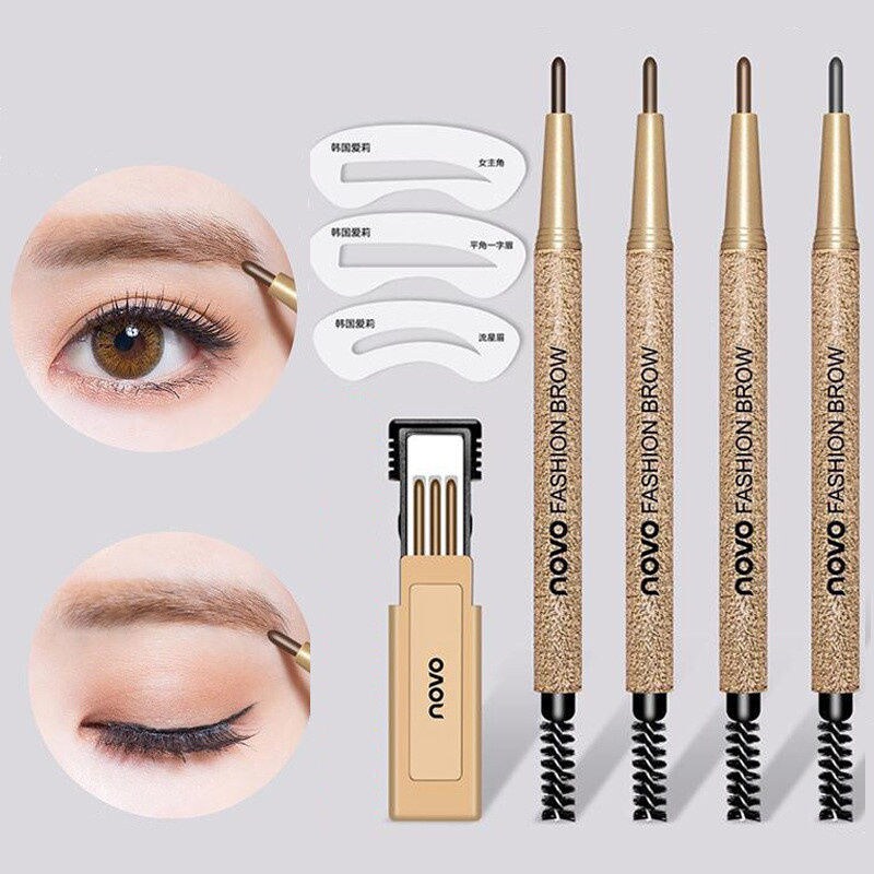 Thin core double-ended automatic eyebrow pencil 3 replacement core with eyebrow brush set Waterproof sweat-proof Long-lasting thrush beginner 