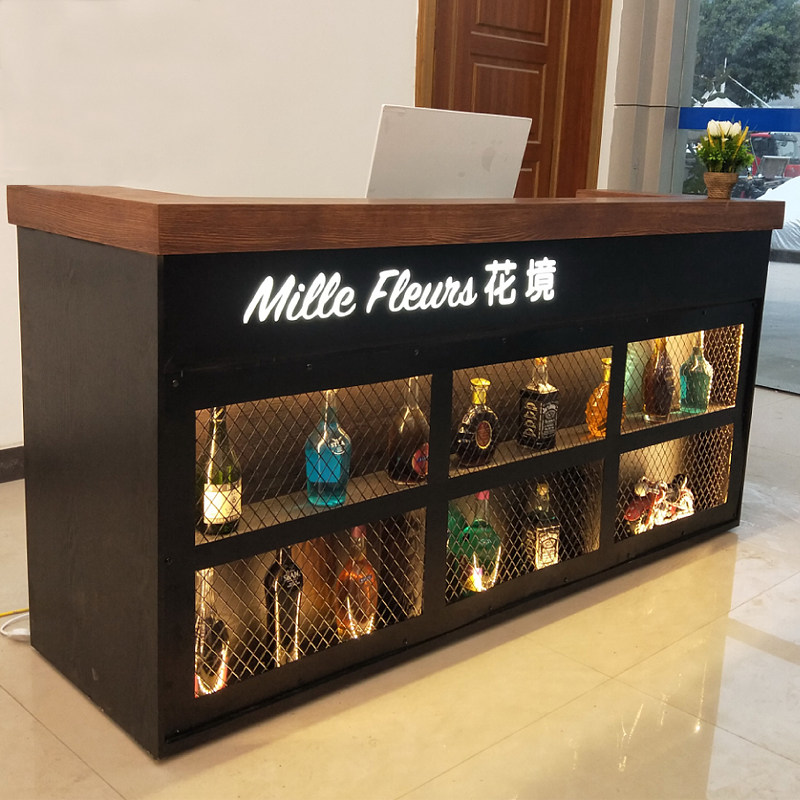 Industrial wind bar retro checkout shop small restaurant barbecue bar milk tea shop counter reception desk