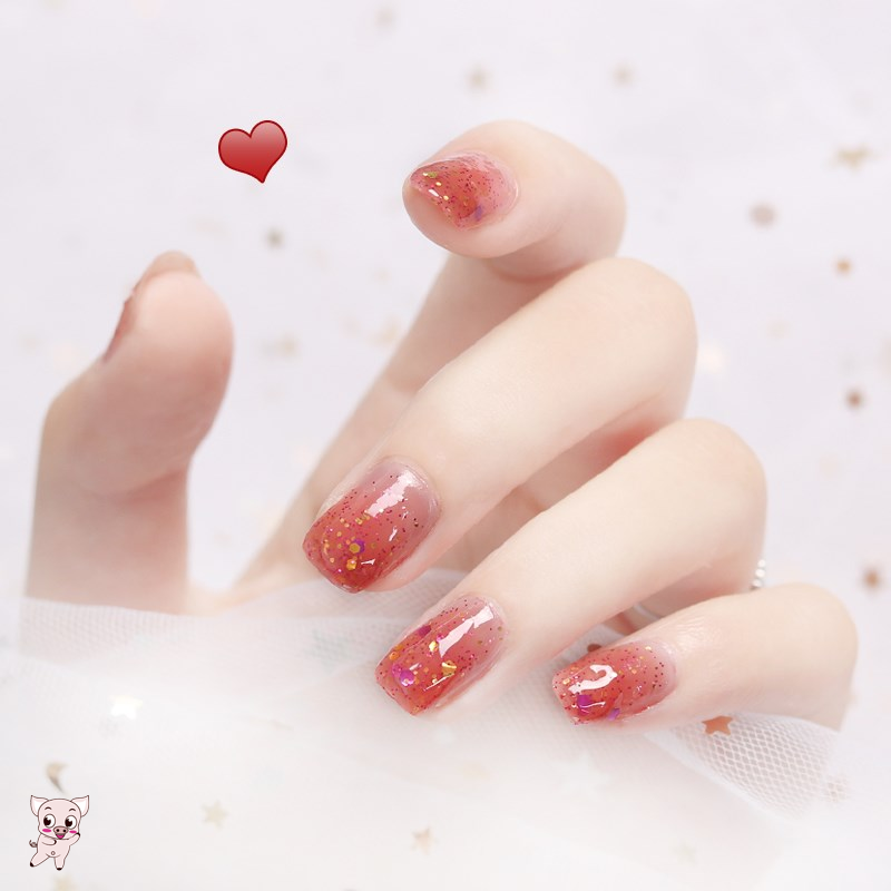 Nail polish female long-lasting transparent with sequins net red non-toxic stickers Hyuna wind girl heart can be peeled waterproof can not fall off