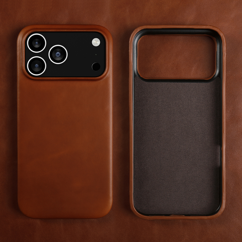 Oil Wax Pattern Genuine Leather Suitable for Apple 16 Pro Max Phone Case 15 Pro New Model 17 Air High-End Business 14 Simple and Unique Niche Soft Leather 13 Calfskin 12 Full Coverage Anti-Drop 11 Protective Case