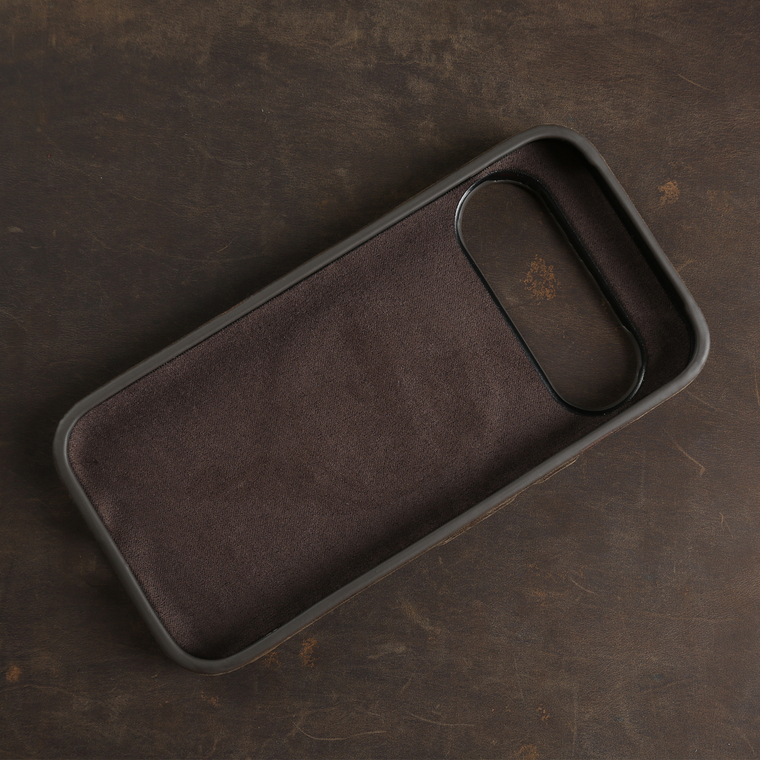 Soft Brown Leather Grain Minimalist Genuine leather Calfskin leather Google Pixel Phone Case