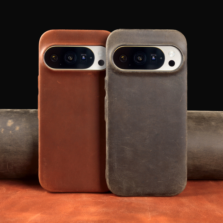 Soft Brown Leather Grain Minimalist Genuine leather Calfskin leather Google Pixel Phone Case
