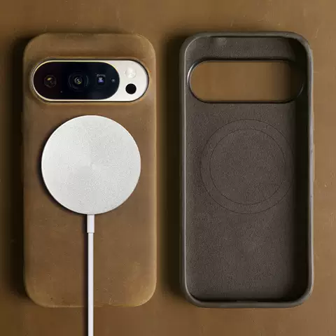 Soft Brown Leather Grain Minimalist Genuine leather Calfskin leather Google Pixel Phone Case for Pixel 10 – 7, Google Pixel 9A – 7A