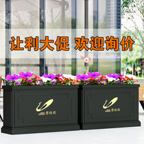 Outdoor wrought iron flower box Square sales department commercial street combination creative rust prevention flower trough municipal road custom flower bed