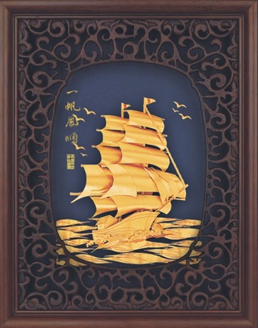 Pure Handmade Gold Leaf Painting-Guangdong's Lingnan Guangzhou Featured Gold Gift 