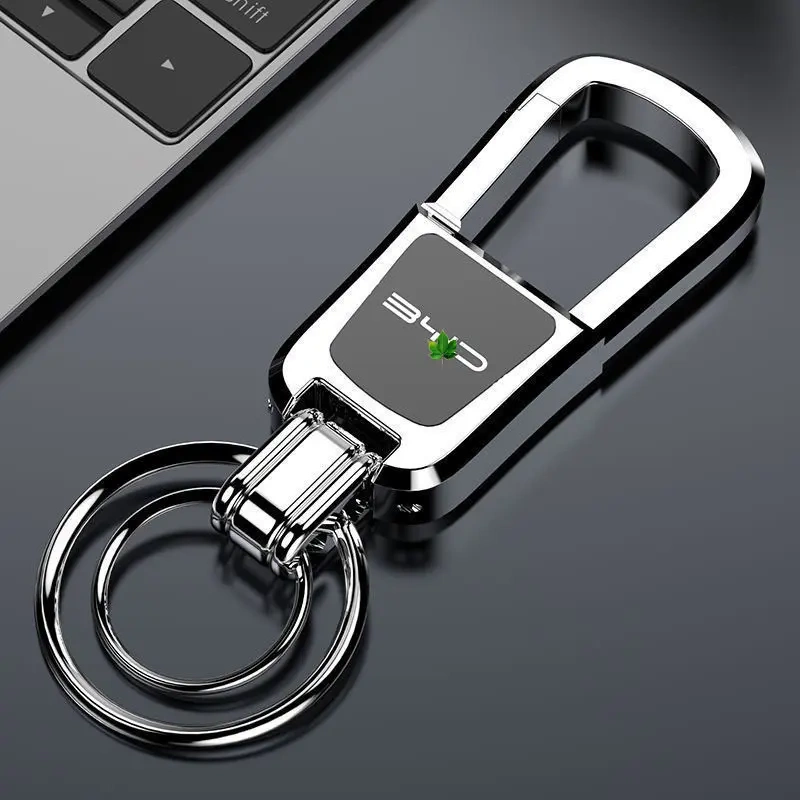 High-End Men's Car Keychain with Laser Engraving, Anti-Loss Creative Waist-Hanging Keychain, Car Logo and Name Engraving