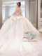 Long-sleeved v lord wedding dress 2021 new bride main yarn small heavy industry palace style high-end trailing 2022