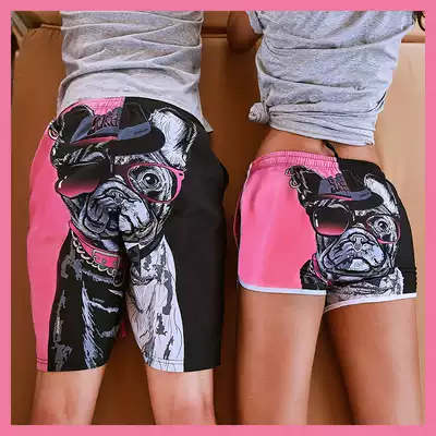 Beach pants seaside holiday casual pants men and women couples pig and dog year boy five-point shorts hot spring boxer swimming pants