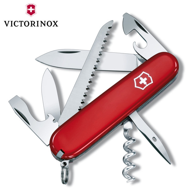Swiss Army Knife ຂອງແທ້ Victorinox 91MM Camper Fruit Knife 1.3613 Outdoor Knife Multifunctional Folding Knife