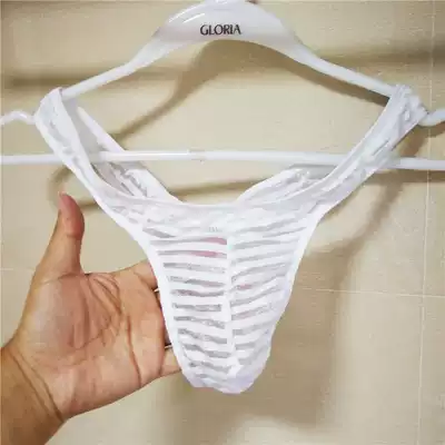  Striped transparent men's underwear Male sex underwear trendy sexy T-shirt pants sexy flirting cute adult