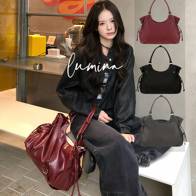 Stand Yoonjin's Same Style Breezy Tote Bag Drawstring Shoulder Crossbody Bag Oil25Fw Autumn and Winter Retro Commuter Women's Bag