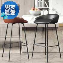 Nordic light luxury bar chair home modern simple high chair wrought iron leisure o bar front desk cafe high chair