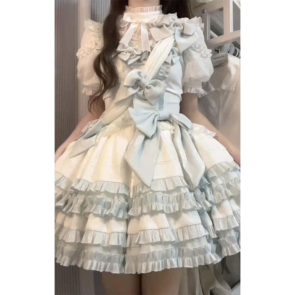 蓝白甜美LOLITA裙套装,打造你的洛丽塔公主梦 -lolita洛丽塔配饰小物/道具-淘宝好物网