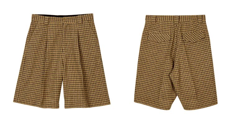 MIXSEVEN retro kaki houndstooth len lỏng A-line sọc phù hợp với quần nam chính thức mặc quần short quần tây nam cao cấp