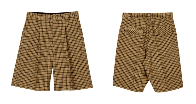 MIXSEVEN retro kaki houndstooth len lỏng A-line sọc phù hợp với quần nam chính thức mặc quần short quần tây nam ống đứng