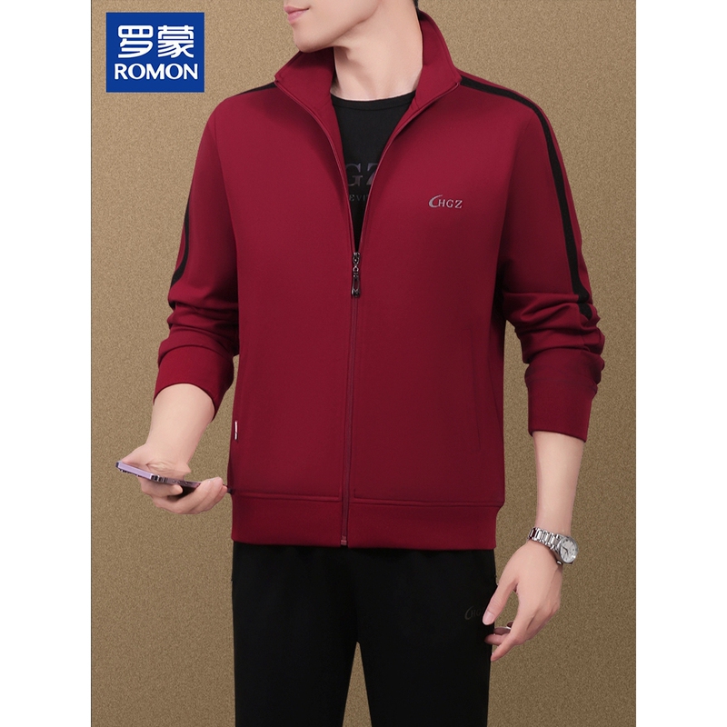 Romon Middle-Aged Men's High-End Sportswear Three-Piece Set 2025 New Style Dad's Spring and Autumn Casual Trendy Sweatshirt