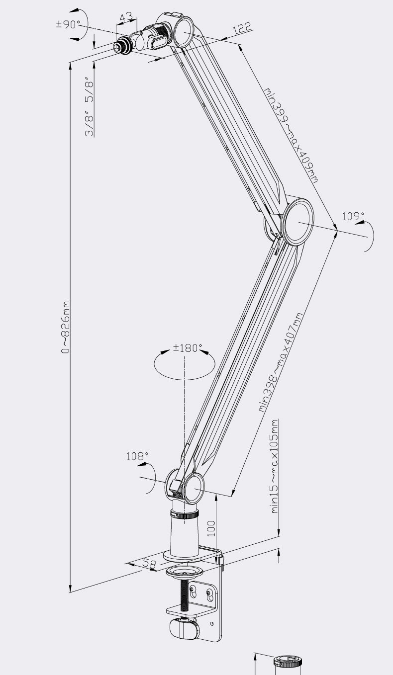 坦克ProArm V5麦克风相机话筒桌面增高重型悬臂支架快装快拆